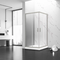 Душевой угол раздвижной прямоугольный RV83-100-01-C5 1000x1000x1950 Цвет профиля Никель брашинг Стекло Прозрачное Veconi