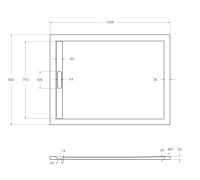 Поддон литой из искусственного мрамора, прямоугольный.ды в минуту. TRAY-AS-AH-120/90-30-NERO 1200x900x30 Cezares