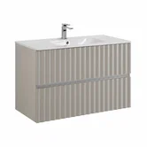 ELEGANT База под раковину подвесная с двумя выкатными ящиками, с LED подсветкой ручек. Светло-серый матовый, 570x469x550 AM-ELEGANT-600-2C-SO-GCM-LED  ART&MAX