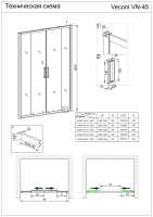 Душевая дверь раздвижная  VN45-190-01-19C1 1900x1850 профиль Хром стекло Прозрачное Veconi