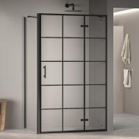 Душевой уголок RGW PA-77B R (PA-07B R + Z-050-2B) прямоугольный  120* 90*195 41087729-084R профиль Чёрный стекло Прозрачное(Принт) 6 мм RGW