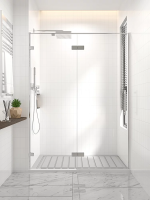 Душевая дверь распашная 1300x2000 цвет профиля Хром стекло прозрачное осветленное AL-130-00-CH-C4 Premium Veconi