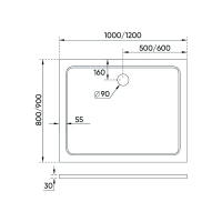 Душевой поддон прямоугольный 1000x900x30 TZ09-10090PR-01-19C3 VECONI