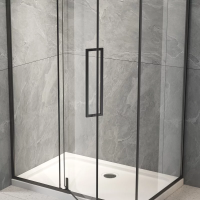 Душевой угол раздвижной прямоугольный RV034B-12070-01-C7 1200х700х1950 Цвет профиля Чёрный матовый Стекло Прозрачное Veconi