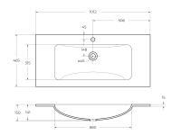 Стеклянная раковина 1010x465x145 мм без перелива, белая глянцевая BB1010/465-LV-VTR-BL BelBagno