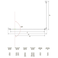 Душевой угол раздвижной прямоугольный RV033-70100-01-C7 700х1000х1950 Цвет профиля Хром Стекло Прозрачное Veconi
