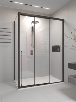 Душевой угол раздвижной 1600х1000x2000 PR3/R-SP-160100-01-B-C4 Чёрный матовый Прозрачное Veconi