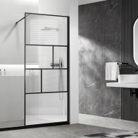 Душевые перегородки Walk-In HС Art  VSW-1HC120CFB 1200х2000 цвет черный стекло прозрачное/рифленое Vincea