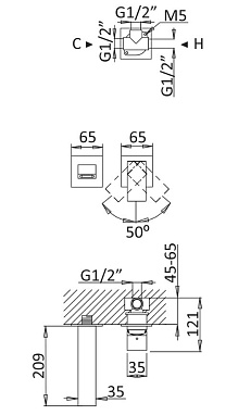 Смеситель для раковины однорычажный с донным клапаном PORTA-BLI2-SS CEZARES