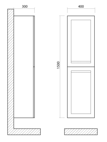 PLATINO  Шкаф подвесной с двумя распашными дверцами, Капучино матовый, 400x300x1500 AM-Platino-1500-2A-SO-CM ART&MAX